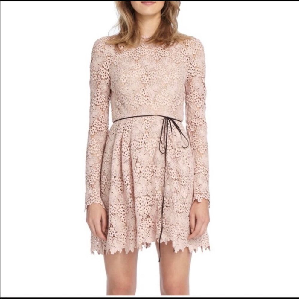 Monique Lhuillier Lace Mini Dress Blush Pink 2 NWT
